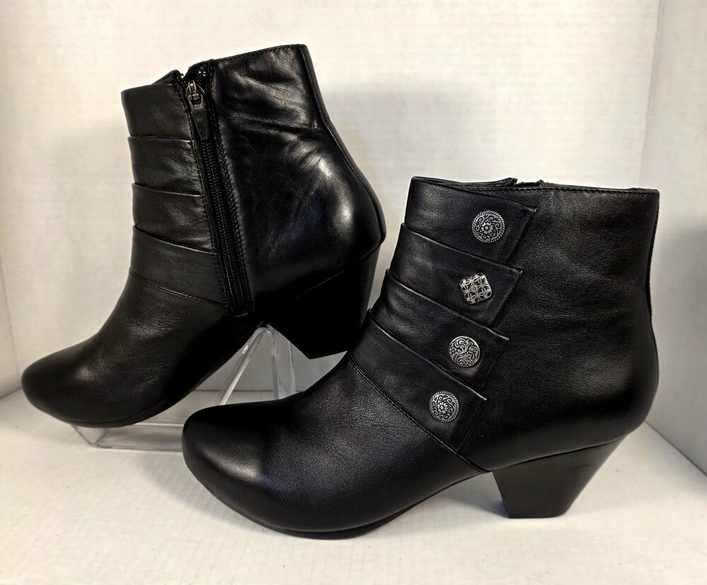 Dansko Baker Black Leather Button Ankle Boots Booties Size 41 US 10.5-11 Comfort